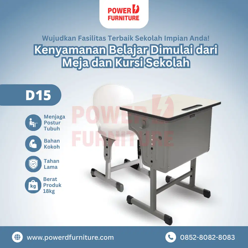 Kursi Sekolah Modern D15 - Meja Siswa | Bangku Sekolah Set