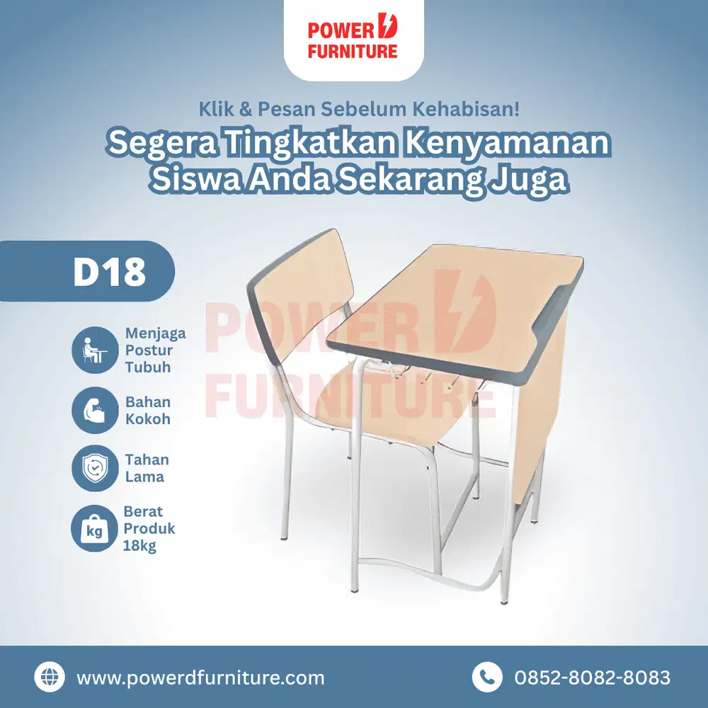 Meja Belajar Sekolah Tipe D18 - Kursi Siswa Sekolah | Meja Kursi Kelas