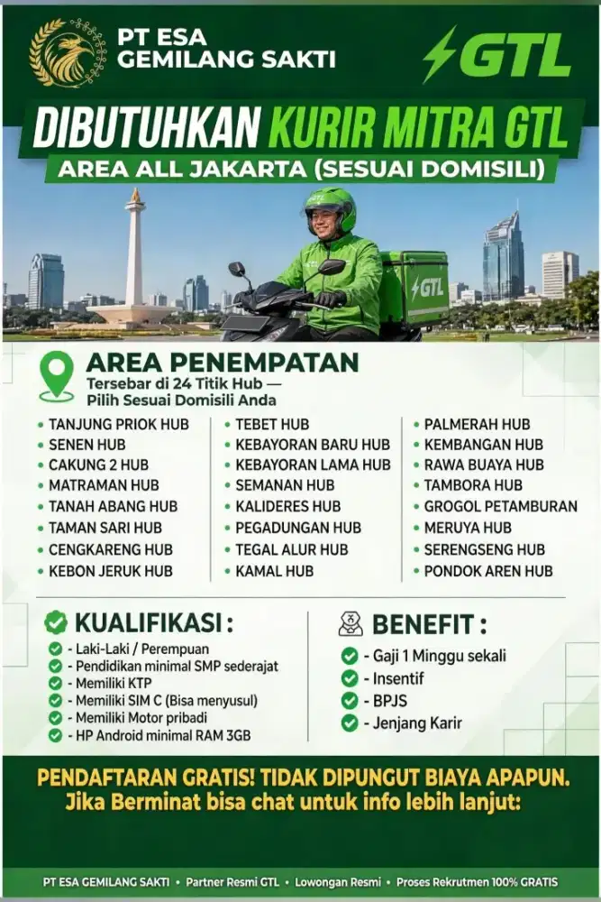Lowongan Pekerjaan Kurir GTL Jakarta