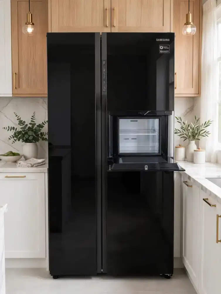 Kulkas side by side merek Samsung inverter dingin normal maknyos