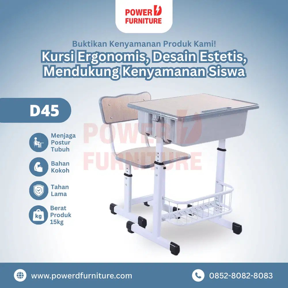 Kursi Sekolah Tipe D45 – Bangku Sekolah SD | Meja Kursi Sekolah Besi