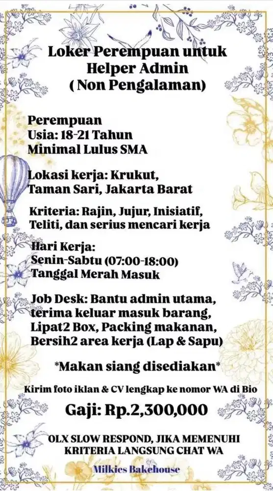 HELPER ADMIN ONLINE BAKERY