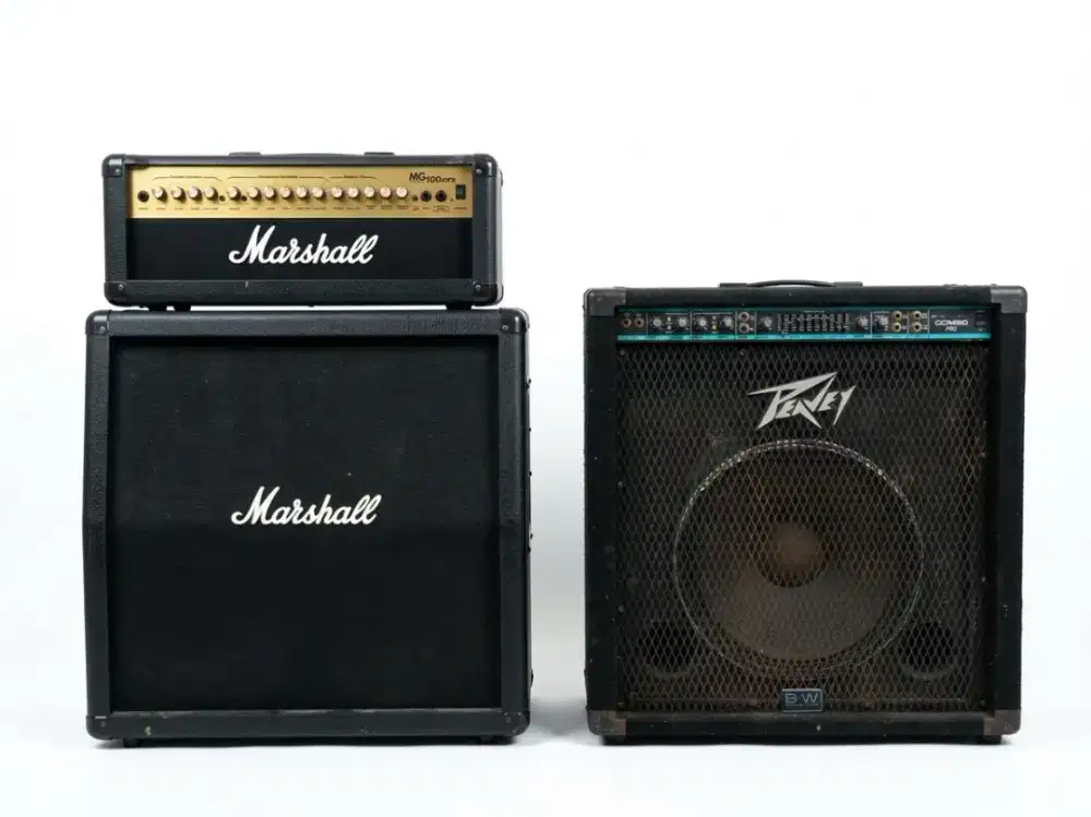 DIJUAL PKT AMPLI-Marshall MG100HDFX Half Stack+Peavey Comb115 BW Bass