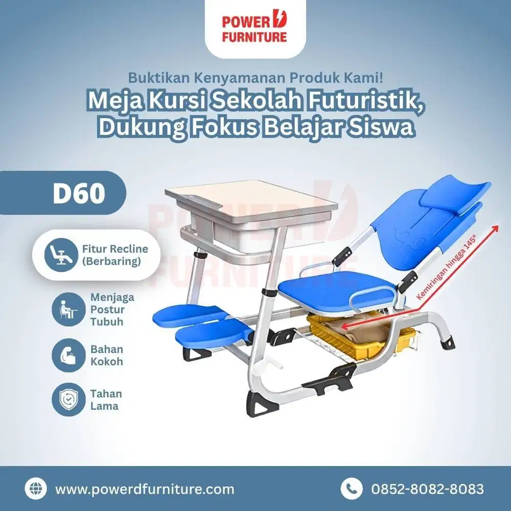 Meja Sekolah Reclined D60 - Kursi Sekolah Modern