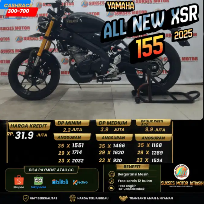 YAMAHA ALL NEW XSR 2025 KM RENDAH PLAT DKI SIAP GAS BISA CASH & KREDIT