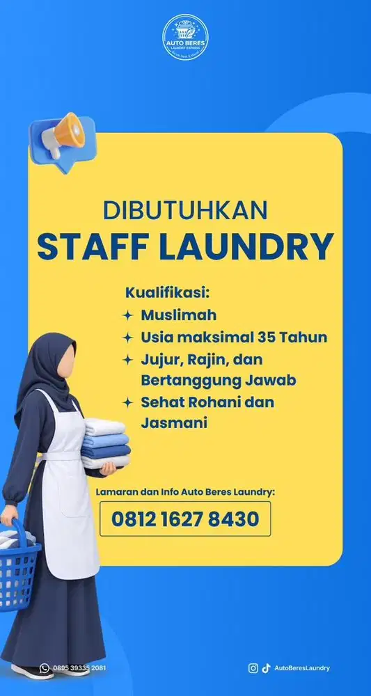 Dibutuhkan segera staff laundry