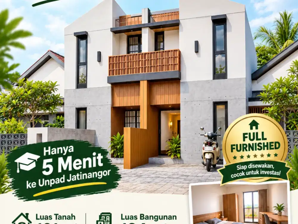 Kost Eksklusif 8 Kamar Full Furnished, Cukup 5 Menit ke Unpad!