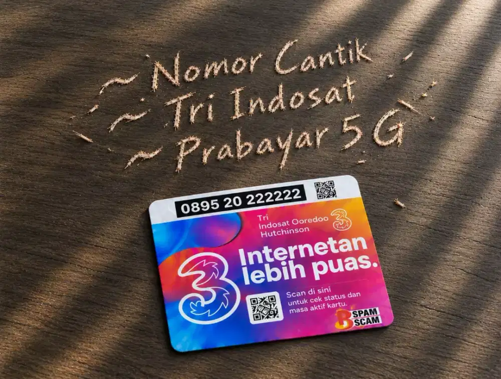 (bisa COD) Nomor CANTIK kartu TRI INDOSAT HOKI HEXA 222 222 PRA BAYAR