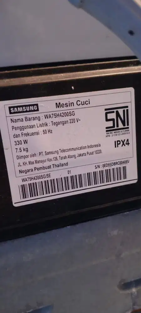 Mesin Cuci Samsung 1 Tabung 7,5 Kg