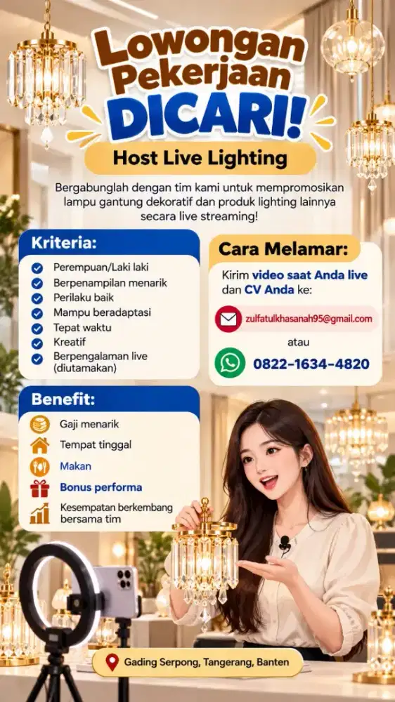 host live lampu gantung kristal