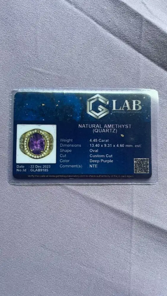Natural Amethyst Cincin Bersertifikat