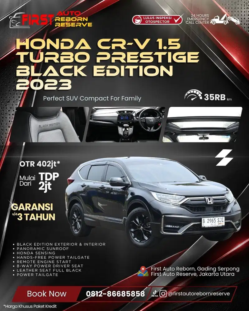 (TDP2jtan) CR-V 1.5 Turbo Prestige Black Edition tahun 2023