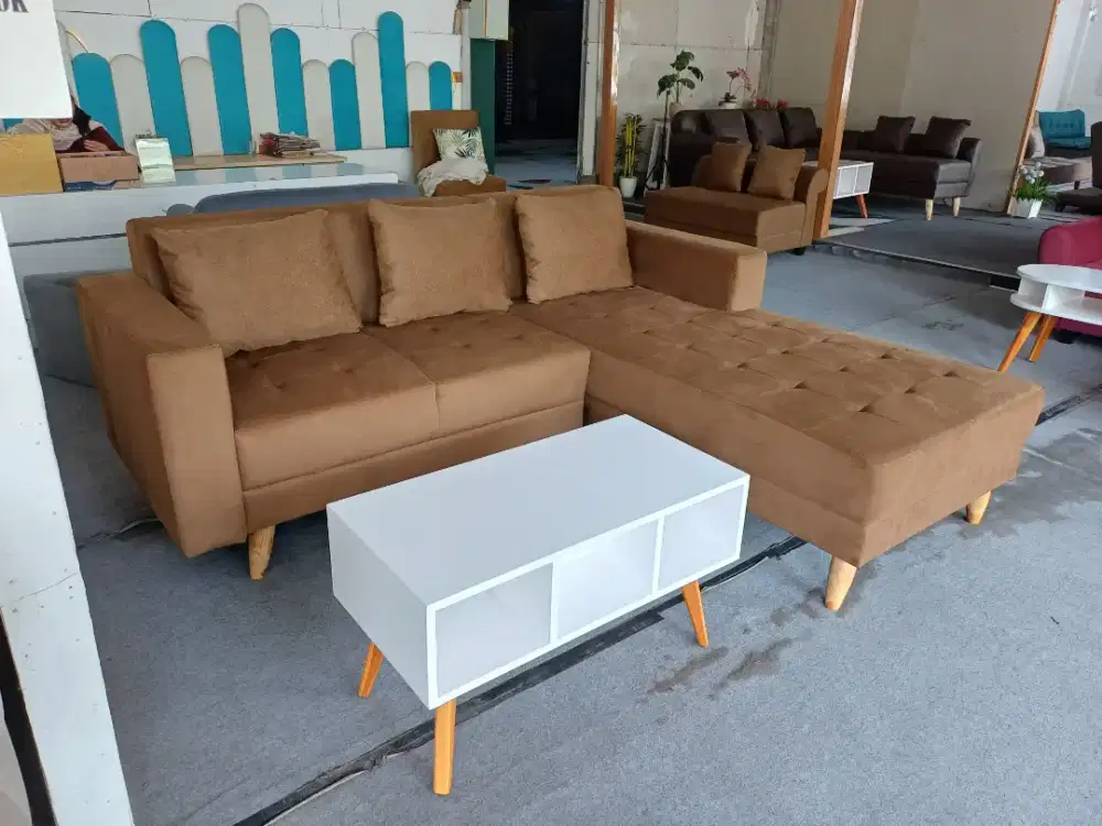 Ready sofa L + meja . Gratis ongkir jogja