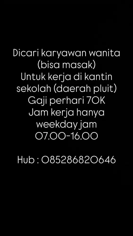 Lowongan pekerjaan pluit
