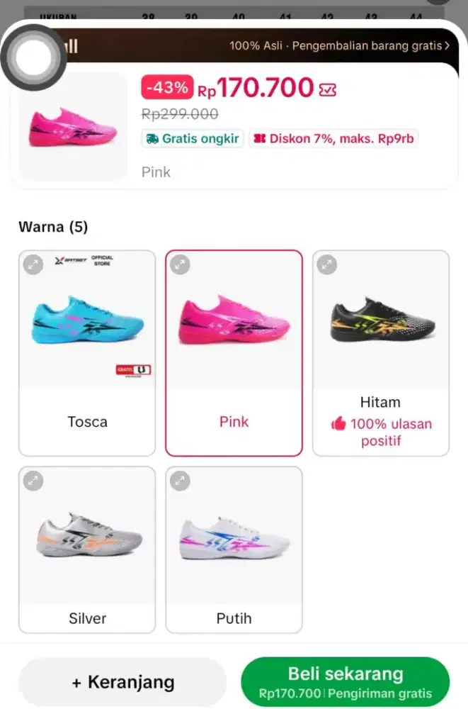 sepatu futsal size 43