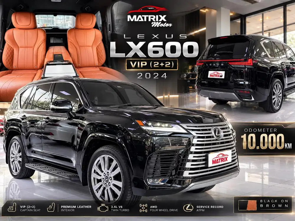 Lexus LX600 Vip (2+2) Nik 2024 Black on Brown Siap pakai