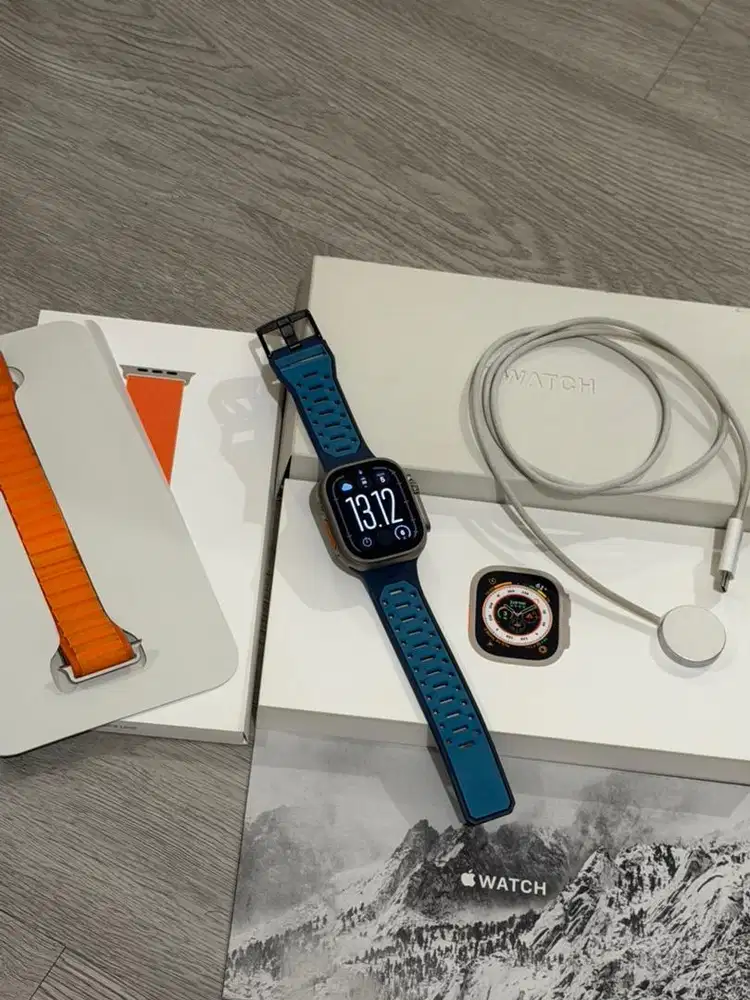 NETT!  Apple Watch Ultra 1 49mm ex Inter Titanium Orange Alpine Loop