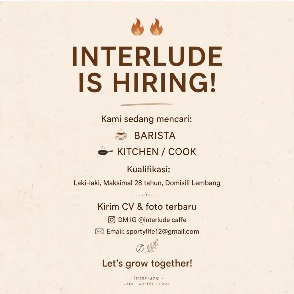 Di cari Barista dan jurumasak