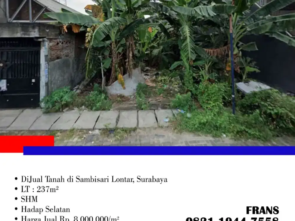 DiJual Tanah di Sambisari Lontar, di Surabaya