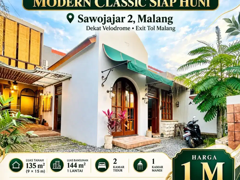 Dijual Rumah Modern Classic Siap Huni Di Sawojajar 2 Malang