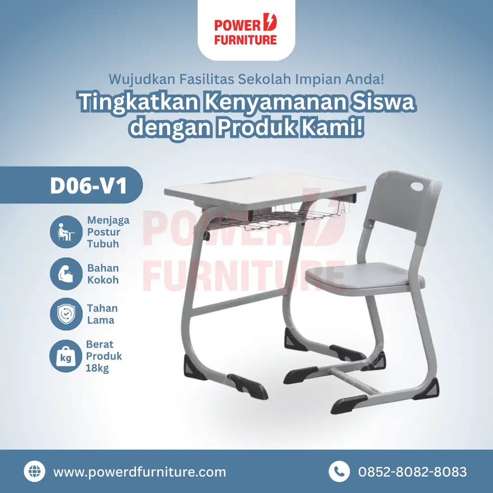 Meja Belajar Sekolah Tipe D06 - Kursi Siswa | Kursi Meja Sekolah