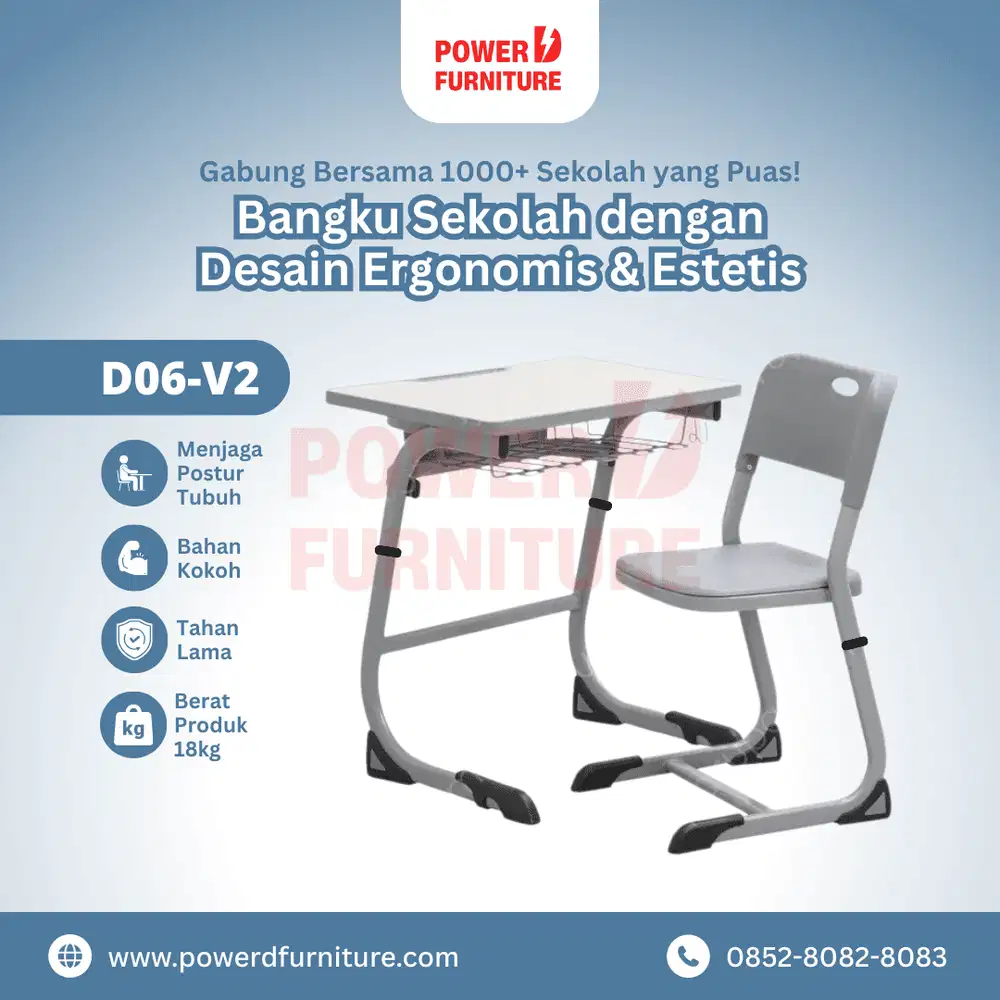Meja Kursi Sekolah Besi Tipe D06 v2 - Set Meja Kursi Sekolah