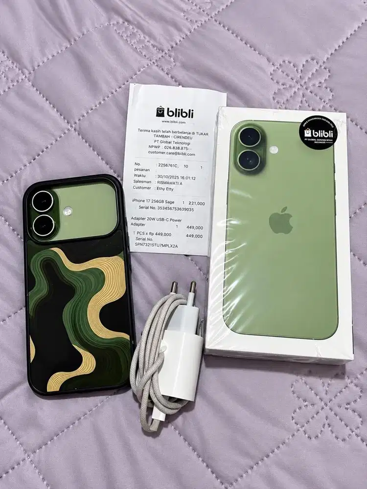 Iphone 17 256GB sage mulus 99% garansi resmi apple active