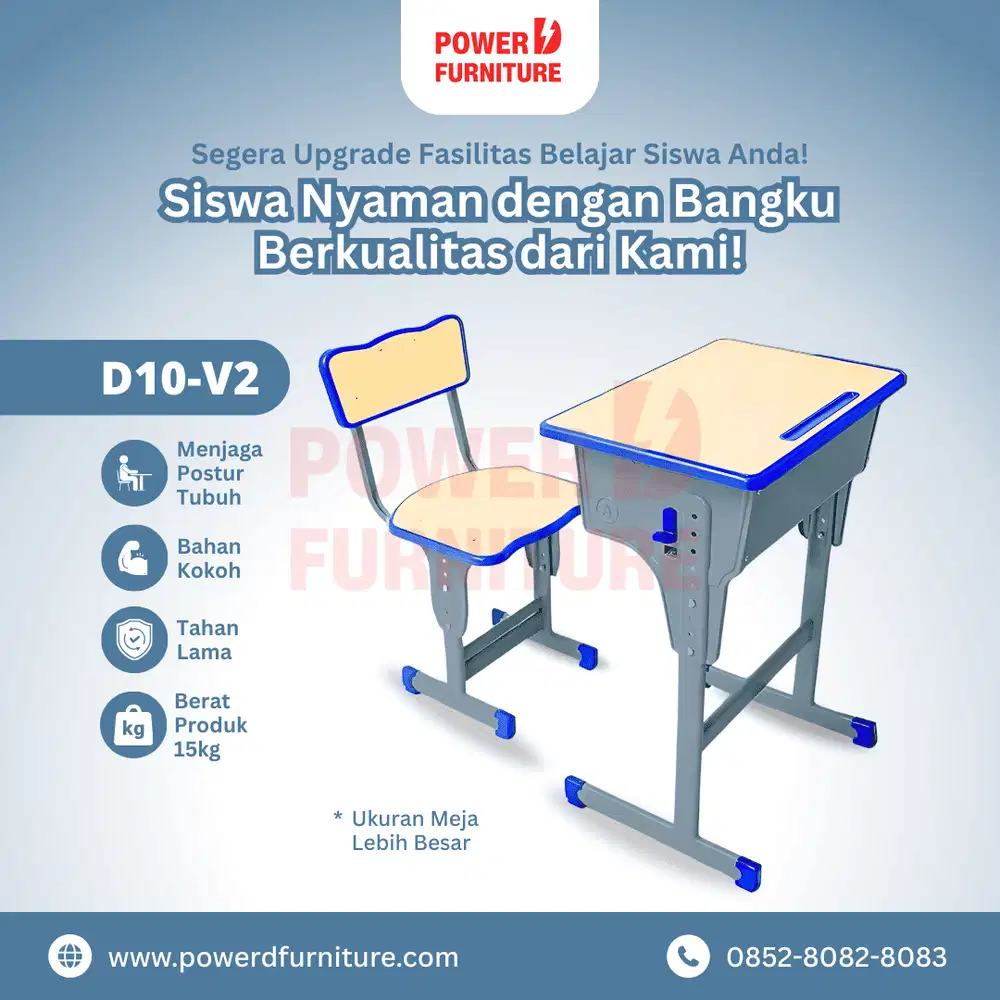 Kursi Meja Siswa Tipe D10 v2 - Kursi Sekolah Besi | Meja Kursi Sekolah