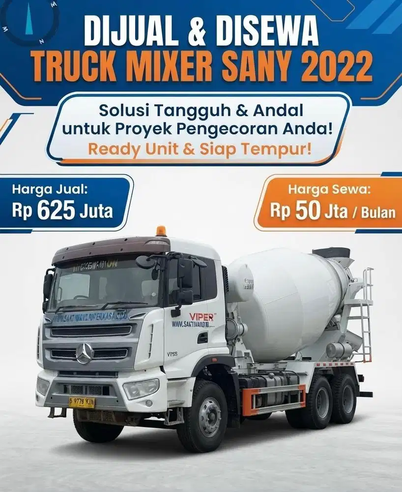 Dijual Dan Disewa Truck Mixer Merk Sany Tahun 2022