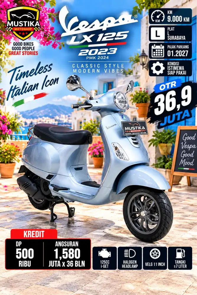 Vespa LX 125 2023 PMK 24. KM 19rb. DANNY Mustika Malang