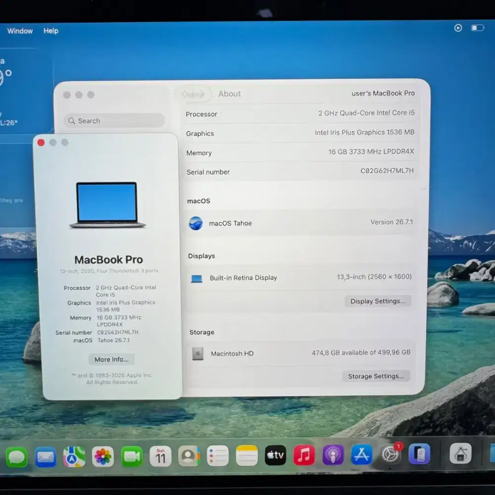 Macbook Pro 2020 layar 13 Inch Ram 16 Ssd 512 Space Grey buat desain