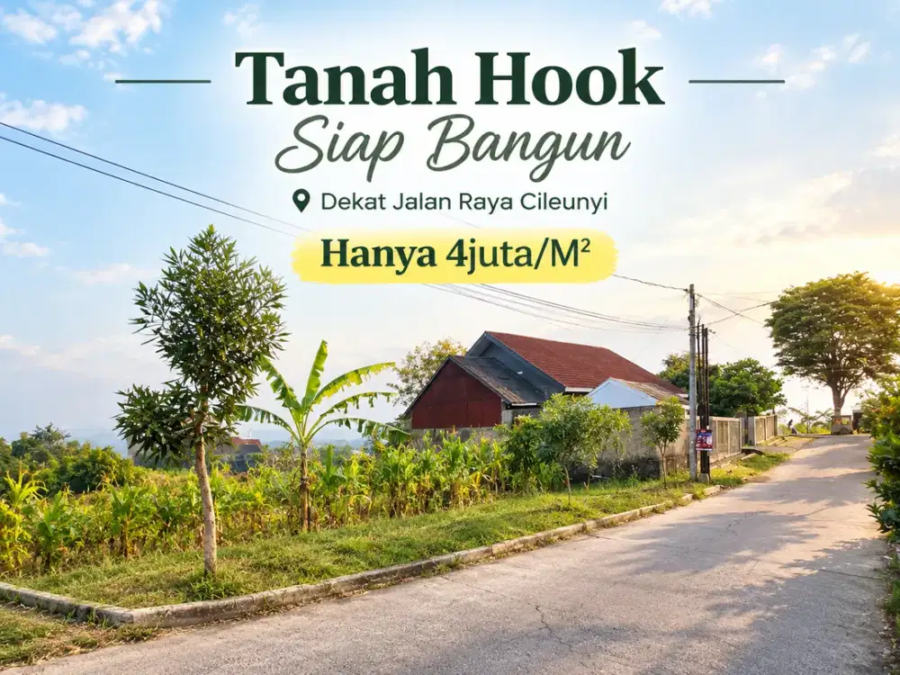 Dijual Tanah Hook Siap Bangun, Dekat Jalan Raya Cileunyi
