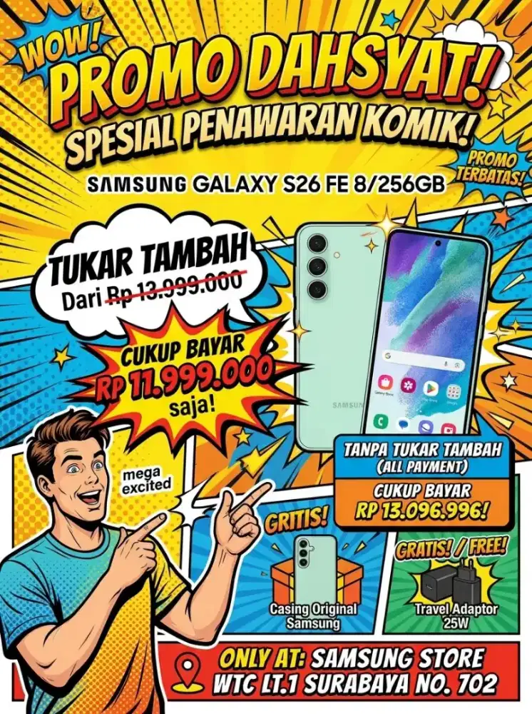Samsung galaxy S26fe 8/256 free upgarde memory