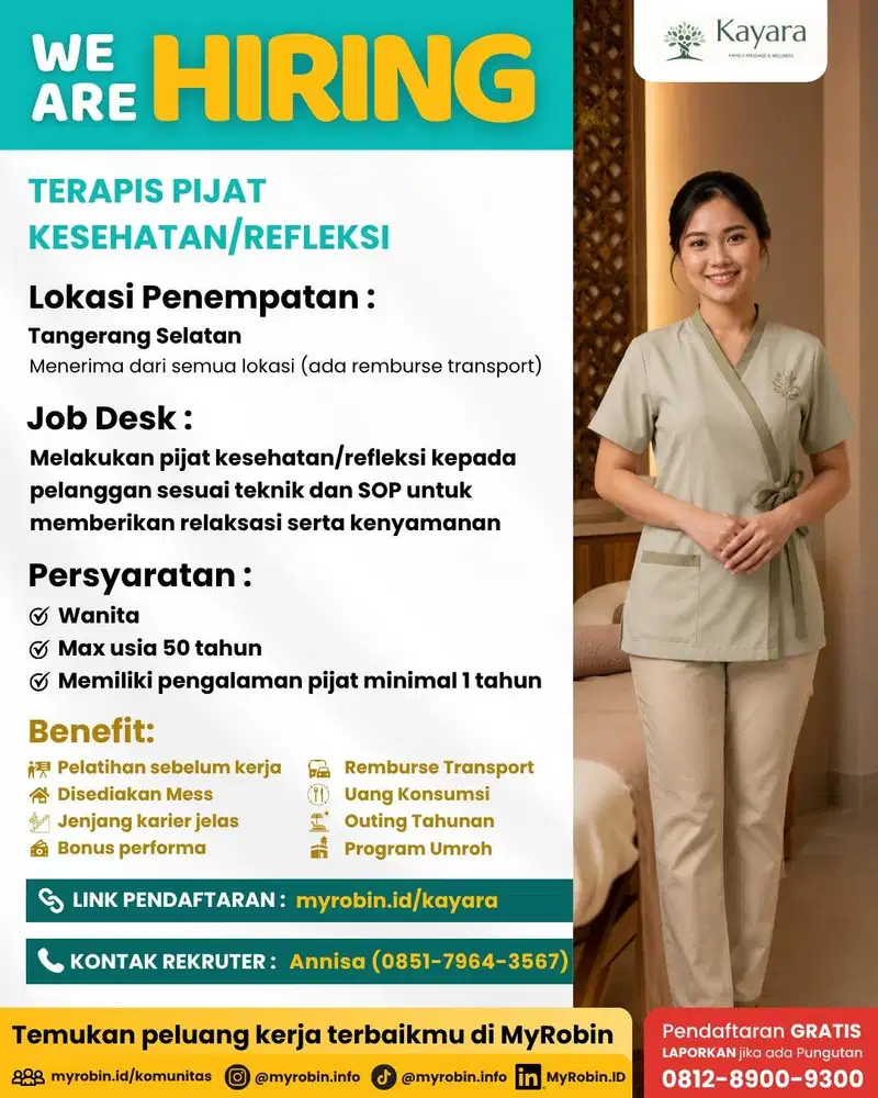 Terapis Pijat Kesehatan/Refleksi/Spa