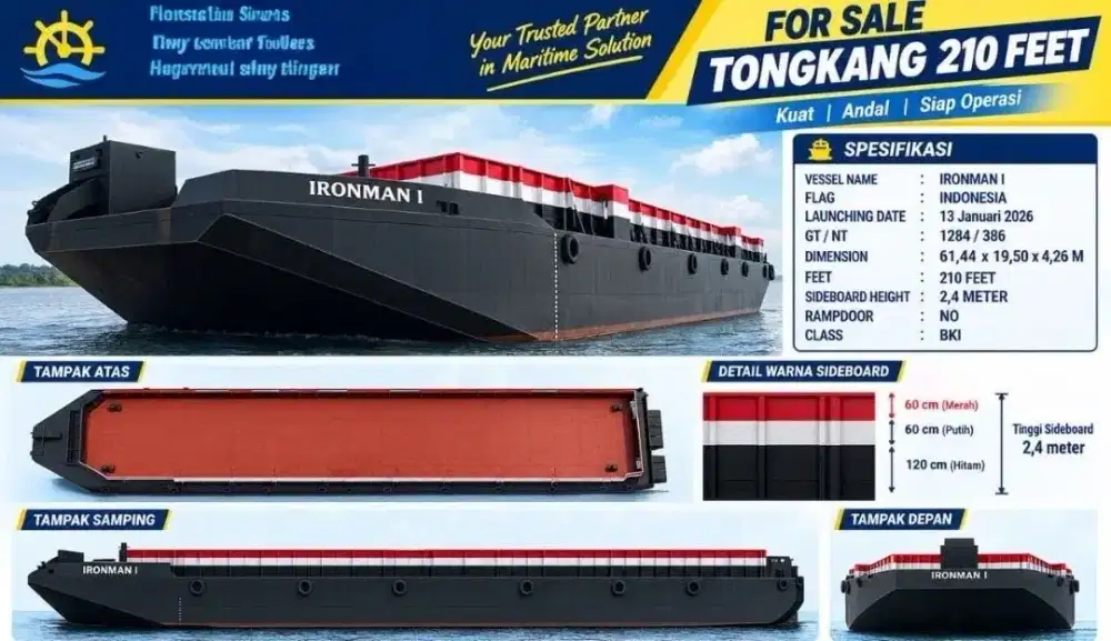 Di jual tongkang 210 feet tahun 2026