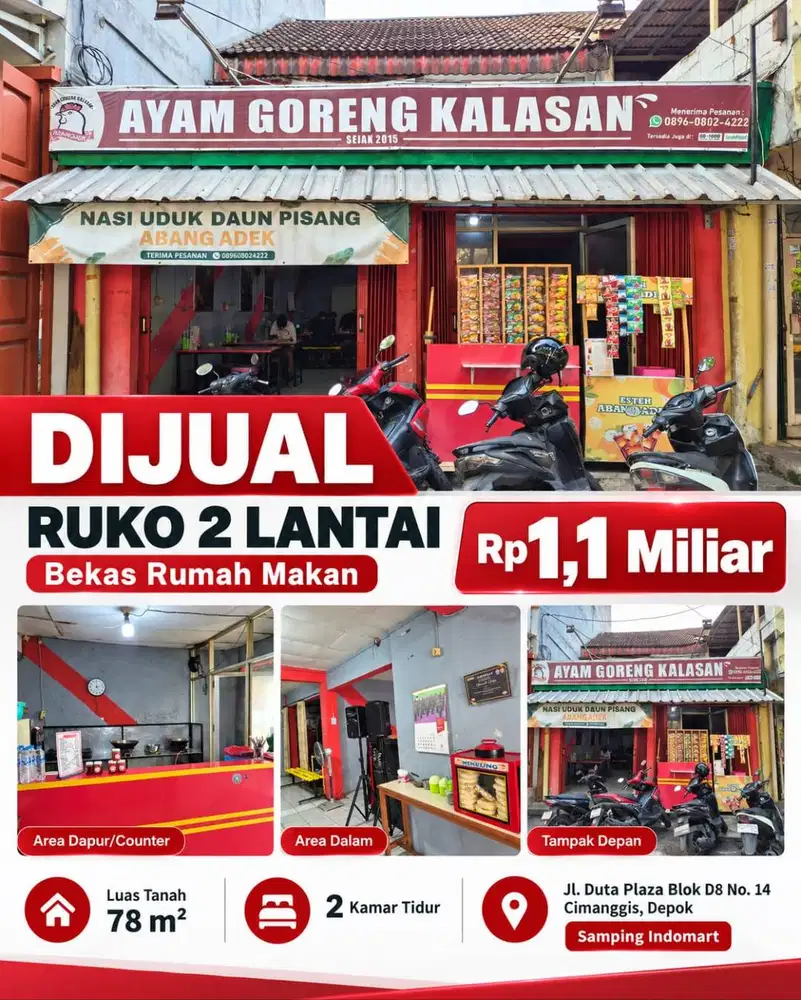 DIJUAL RUKO 2 LANTAI – CIMANGGIS, DEPOK | Rp1,1 MILIAR