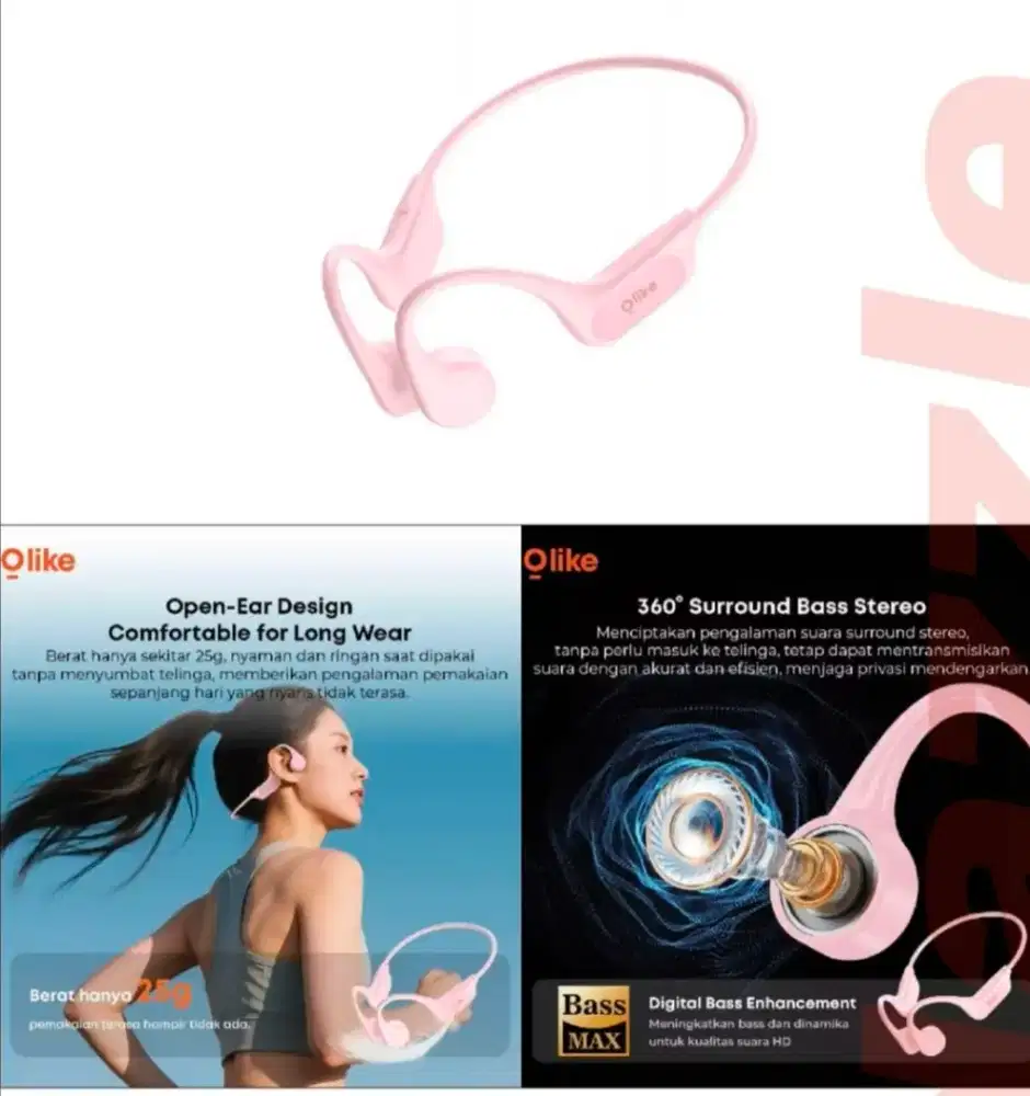 Earphone bone conduction Olike EBC01 Pink