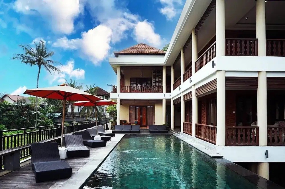Dijual Villa Hotel Ubud SHM 7 Kamar+Pool, Izin PBG Hotel, Siap Jalan