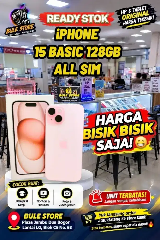 Iphobe 15 Basic 128GB All sim mulus fullset