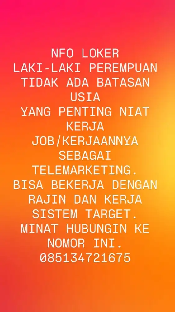 Dibutuhkan segera!