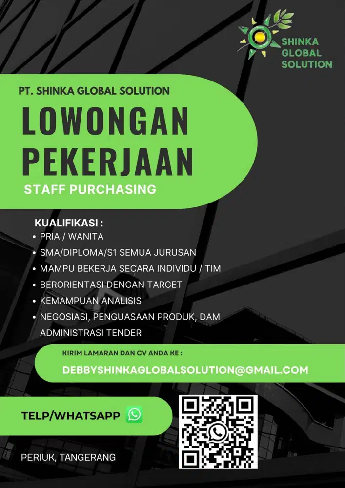 lowongan kerja staff purchasing, spv project, marketing project