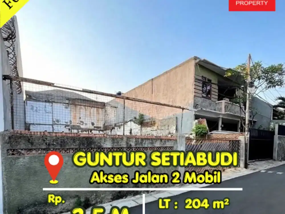 Dijual Tanah Kavling Guntur Setiabudi Bentuk Tanah Kotak Lokasi Strategis Jalan 1 Mobil