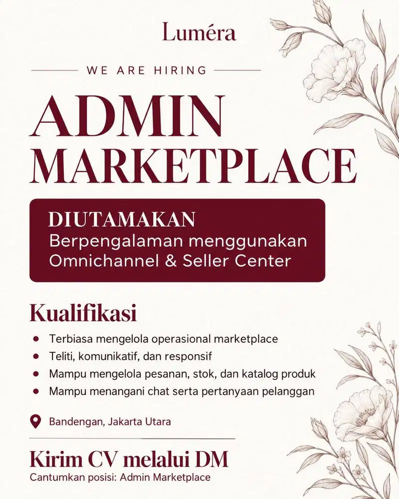 Dibutuhkan Admin Marketplace