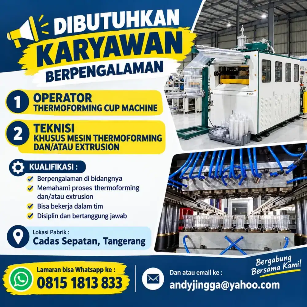 karyawan operator Dan teknisi mesin thermoforming