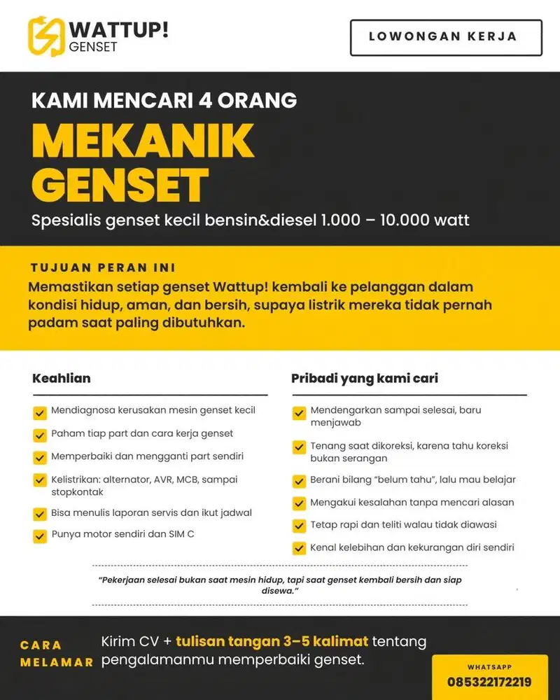 loker mekanik genset