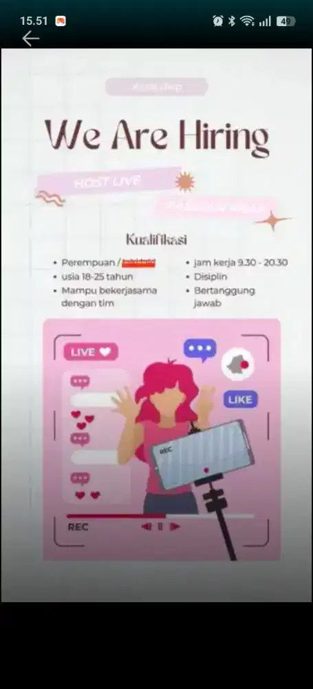 LOWONGA KERJA HOST Live & admin online shop