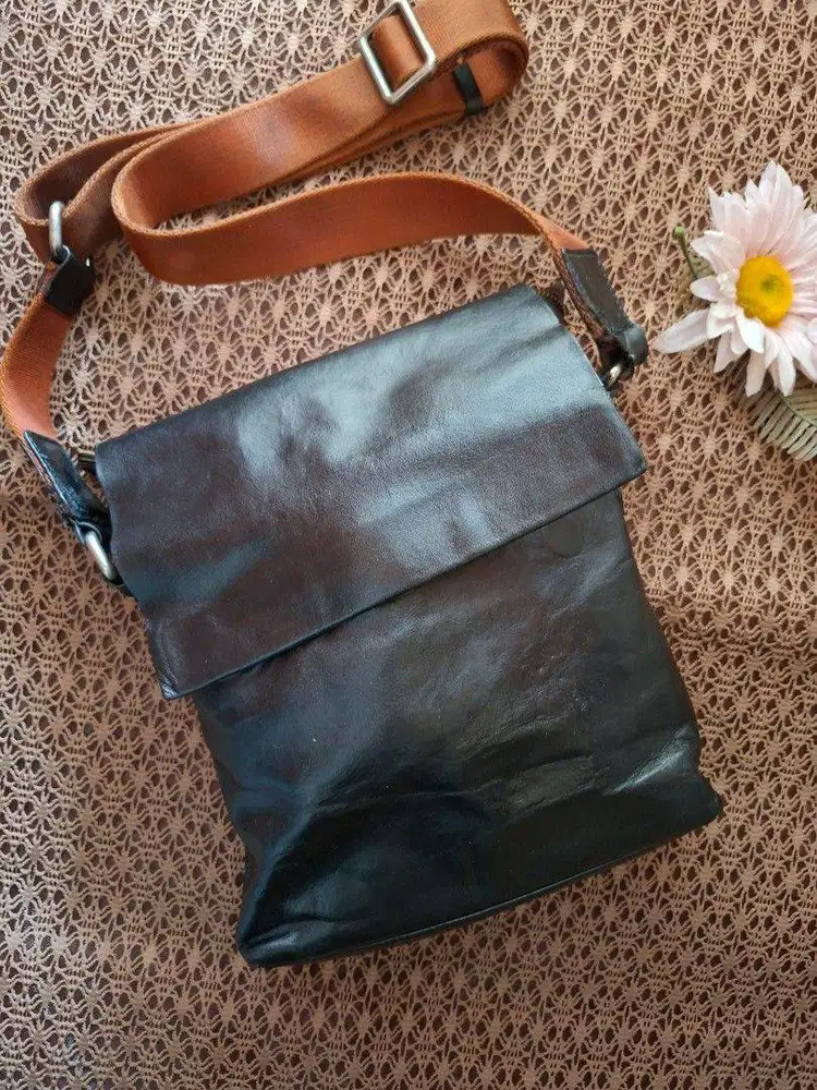 Leather Flap Crossbody Bag For Men