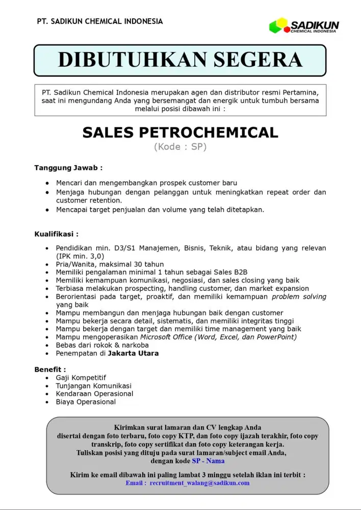 Sales Petrochemical