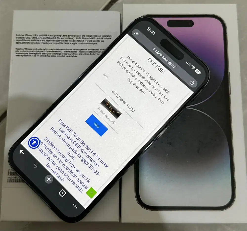resmi beacukai dual sim : iPhone 14 pro 256gb deep purple