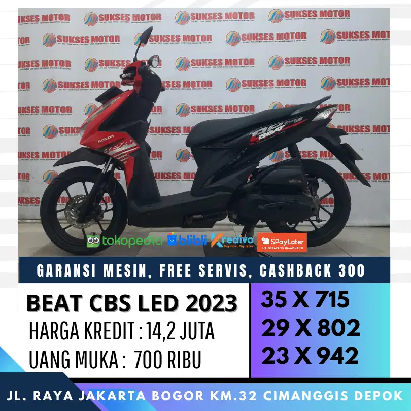 BEAT CBS 2023 TERMURAH MOTOR MULUS SIAP PAKAI KREDIT CICILAN RINGAN
